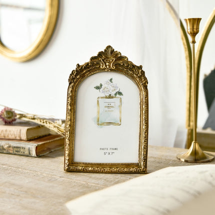 Retro Imitation Wood Home Decor Photo Frames, Spec: Arched-7 inches-garmade.com