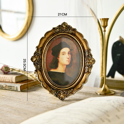 Retro Imitation Wood Home Decor Photo Frames, Spec: Oval-7 inches-garmade.com