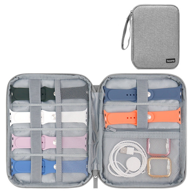 Baona Smart Watch Strap Data Cable Portable Storage Bag For Apple Watch, Specification: Large (Gray)-garmade.com