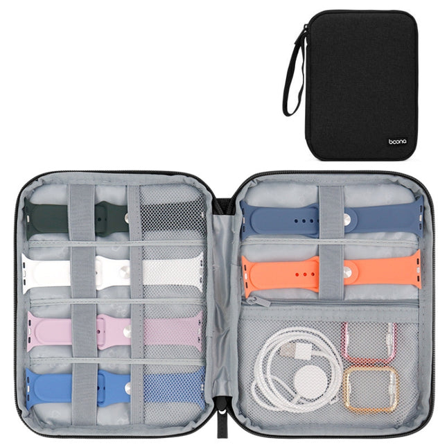 Baona Smart Watch Strap Data Cable Portable Storage Bag For Apple Watch, Specification: Large (Black)-garmade.com