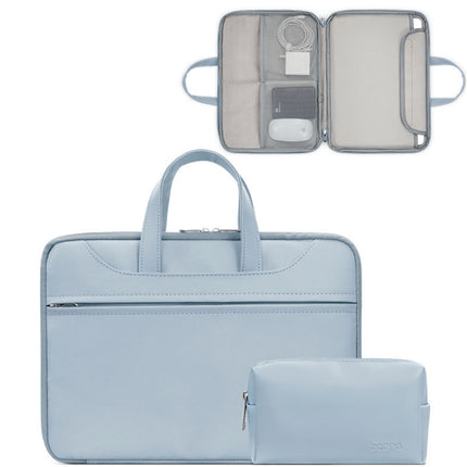 Baona BN-Q006 PU Leather Full Opening Laptop Handbag For 11/12 inches(Sky Blue+Power Bag)-garmade.com