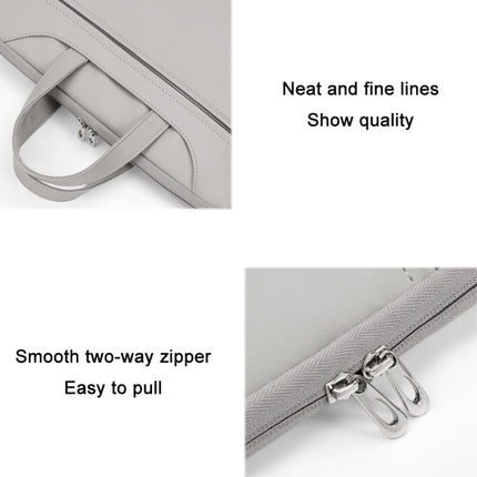 Baona BN-Q006 PU Leather Full Opening Laptop Handbag For 14 inches(Gray+Mint Green)-garmade.com