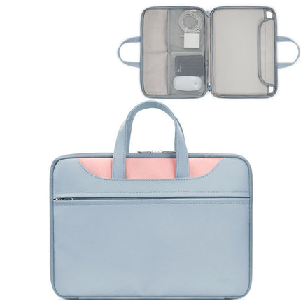 Baona BN-Q006 PU Leather Full Opening Laptop Handbag For 13/13.3 inches(Sky Blue+Pink)-garmade.com
