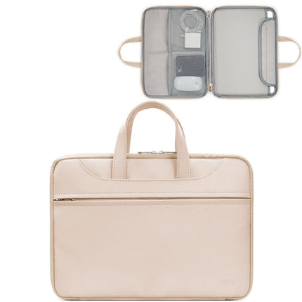 Baona BN-Q006 PU Leather Full Opening Laptop Handbag For 13/13.3 inches(Light Apricot Color)-garmade.com