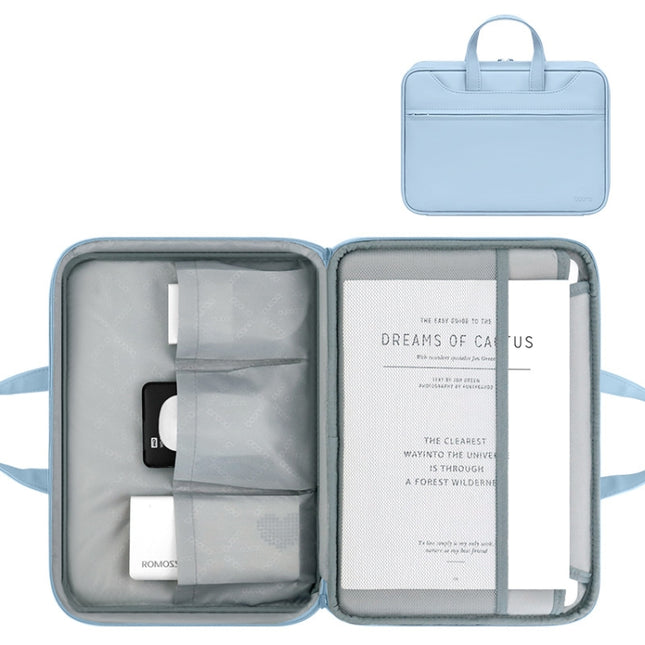 Baona BN-Q006 PU Leather Full Opening Laptop Handbag For 13/13.3 inches(Sky Blue Thicken)-garmade.com