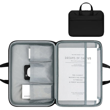 Baona BN-Q006 PU Leather Full Opening Laptop Handbag For 13/13.3 inches(Black Thicken)-garmade.com