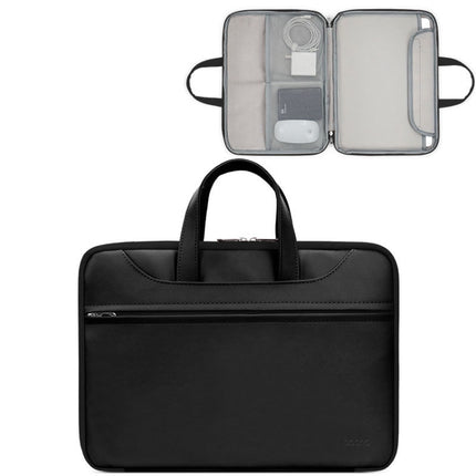 Baona BN-Q006 PU Leather Full Opening Laptop Handbag For 14 inches(Black)-garmade.com