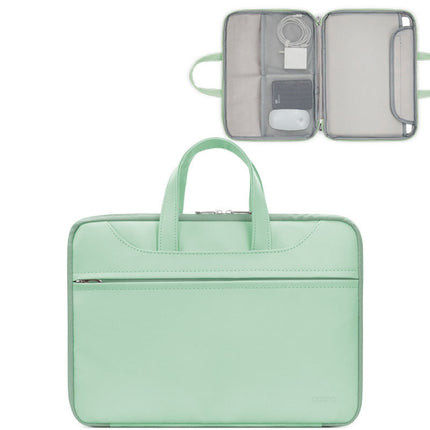 Baona BN-Q006 PU Leather Full Opening Laptop Handbag For 14 inches(Light Green)-garmade.com