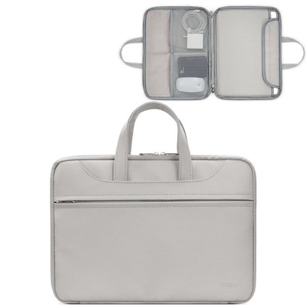 Baona BN-Q006 PU Leather Full Opening Laptop Handbag For 14 inches(Grey)-garmade.com