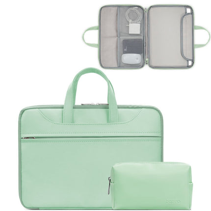 Baona BN-Q006 PU Leather Full Opening Laptop Handbag For 14 inches(Mint Green+Power Bag)-garmade.com