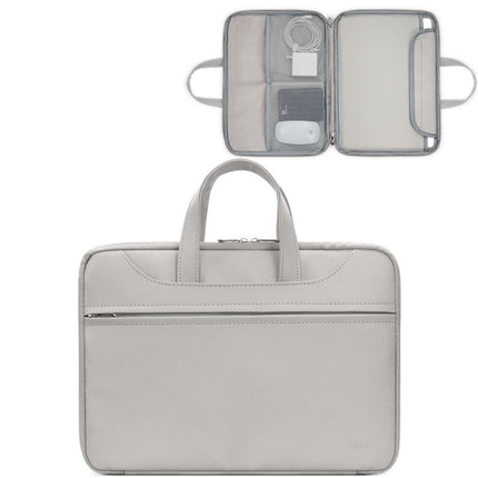 Baona BN-Q006 PU Leather Full Opening Laptop Handbag For 15/15.6/16 inches(Grey)-garmade.com