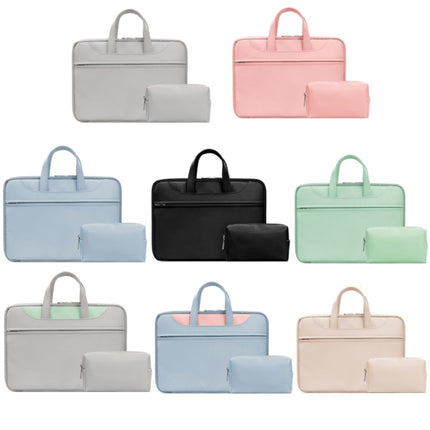 Baona BN-Q006 PU Leather Full Opening Laptop Handbag For 15/15.6/16 inches(Gray+Power Bag)-garmade.com