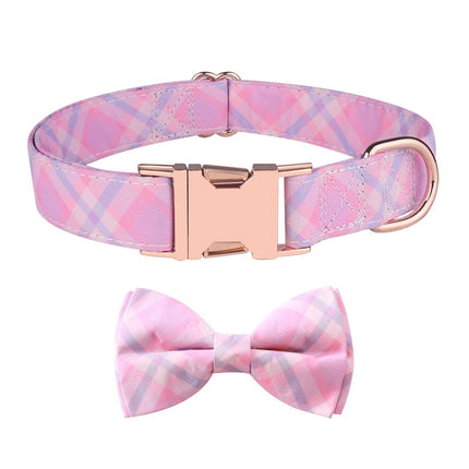 Rose Gold Buckle Pet Detachable Bow Collar, Size: S 1.5x28-40cm(Sweet Pink Girl)-garmade.com