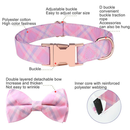 Rose Gold Buckle Pet Detachable Bow Collar, Size: XL 2.5x43-70cm(Sweet Pink Girl)-garmade.com