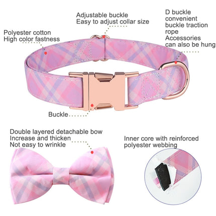 Rose Gold Buckle Pet Detachable Bow Collar, Size: S 1.5x28-40cm(Blue Snake Flower)-garmade.com