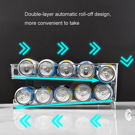 Transparent 2 Layer Automatic Roll-off Cans Beverage Refrigerated Storage Box-garmade.com