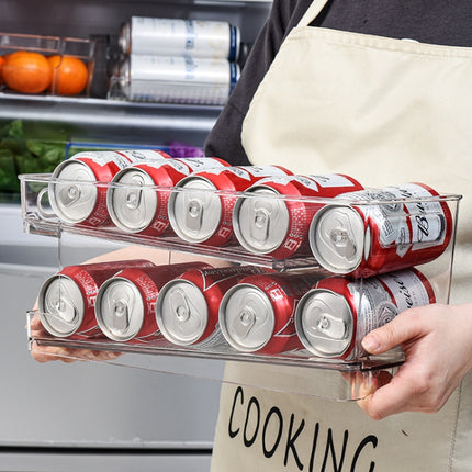 Transparent 2 Layer Automatic Roll-off Cans Beverage Refrigerated Storage Box-garmade.com