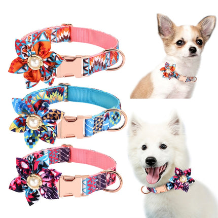 Pet Flower Adjustable Collar Metal Buckle Can be Engraved Dog Collar, Size: XS 1.5x30cm(Orange)-garmade.com