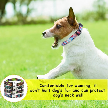 Ethnic Bohemian Floral Half Metal Buckle Dog Collar, Size: S 1.5x40cm(Ethnic Strap)-garmade.com