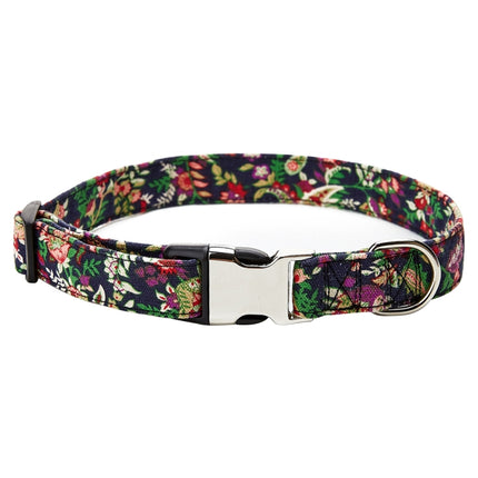 Ethnic Bohemian Floral Half Metal Buckle Dog Collar, Size: L 2.5x60cm(Floral)-garmade.com
