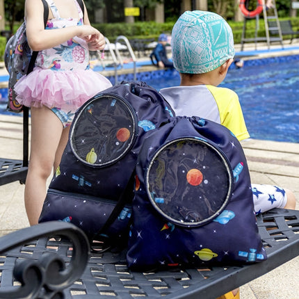 Wet And Dry Separation Waterproof Drawstring Shoulder Beach Swimming Bag For Children Gray L-garmade.com
