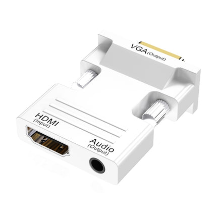 HDMI Female To VGA Male With Audio Adapter Computer Monitor TV Projector Converter(White)-garmade.com