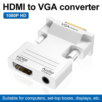 HDMI Female To VGA Male With Audio Adapter Computer Monitor TV Projector Converter(White)-garmade.com