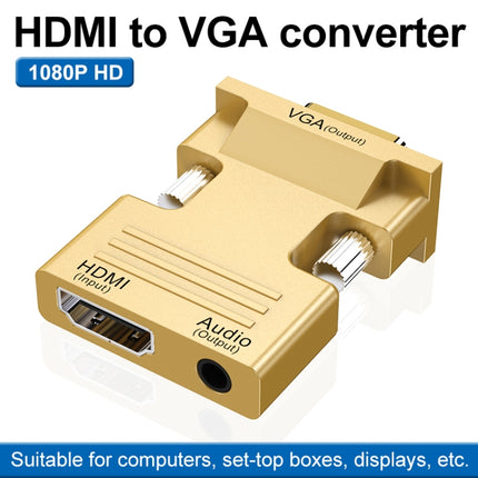 HDMI Female To VGA Male With Audio Adapter Computer Monitor TV Projector Converter(Gold)-garmade.com