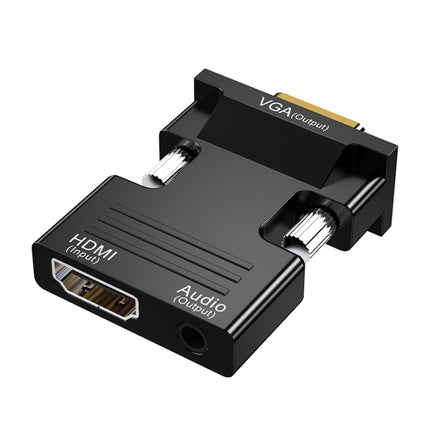 HDMI Female To VGA Male With Audio Adapter Computer Monitor TV Projector Converter(Black)-garmade.com