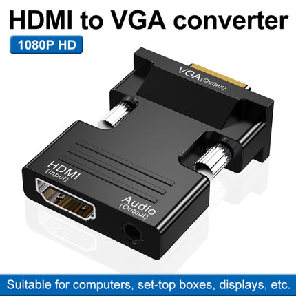 HDMI Female To VGA Male With Audio Adapter Computer Monitor TV Projector Converter(Black)-garmade.com