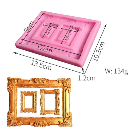 2 PCS Vintage Photo Frame Liquid Silicone Fondant Mould(Pink)-garmade.com