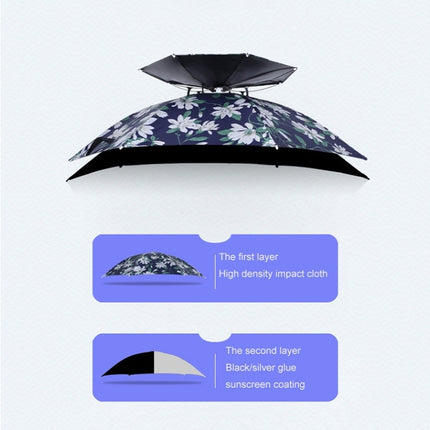 Double-layer Fishing Umbrella Hat Outdoor Sunscreen And Rainproof Folding Umbrella Hat, Color: 95 Blue (Elastic Band)-garmade.com