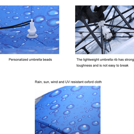 Double-layer Fishing Umbrella Hat Outdoor Sunscreen And Rainproof Folding Umbrella Hat, Color: 95 Blue (Elastic Band)-garmade.com