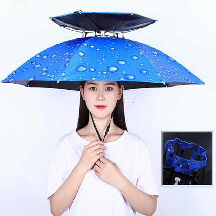 Double-layer Fishing Umbrella Hat Outdoor Sunscreen And Rainproof Folding Umbrella Hat, Color: 80 Blue-garmade.com