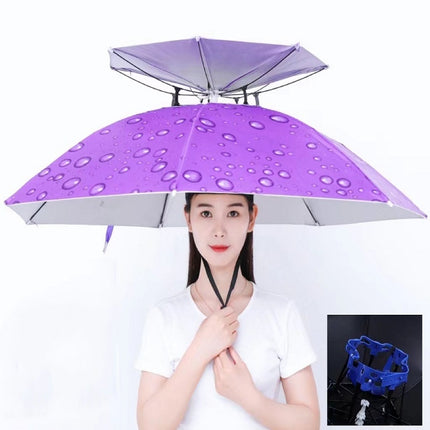 Double-layer Fishing Umbrella Hat Outdoor Sunscreen And Rainproof Folding Umbrella Hat, Color: 95 Purple (Rubber Sleeve)-garmade.com