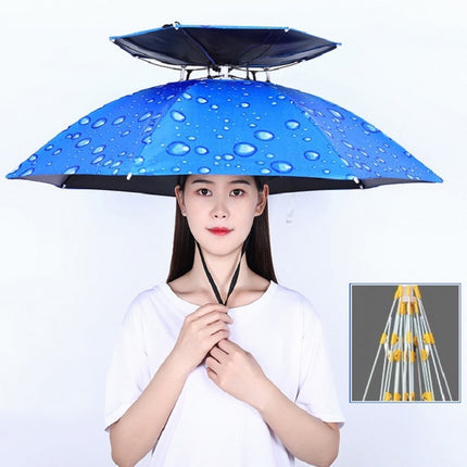 Outdoor Sunscreen And Rainproof Folding Double-layer Fishing Umbrella Hat , Color: Ultralight 80 Blue-garmade.com
