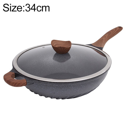 Wanjiachu Maifan Stone Wok Die-cast Frying Home Pancake Pan, Size:34cm-garmade.com