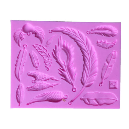 2 PCS Feather Shaped Fondant Cake Silicone Mold Baking Cake Decorating Tools-garmade.com