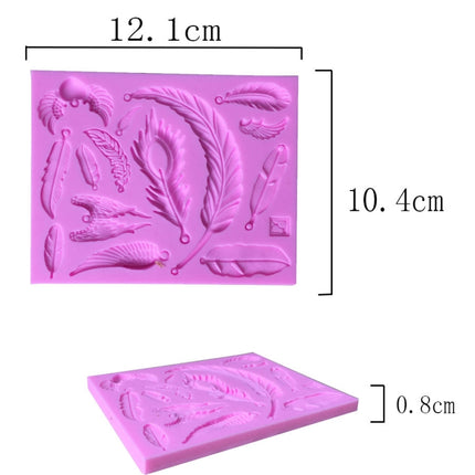 2 PCS Feather Shaped Fondant Cake Silicone Mold Baking Cake Decorating Tools-garmade.com