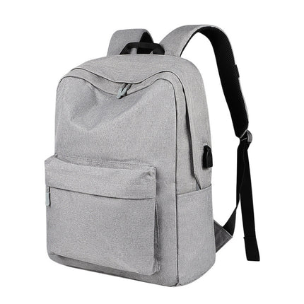 SJ15 Casual Waterproof Backpack with USB Charging Function(Grey)-garmade.com