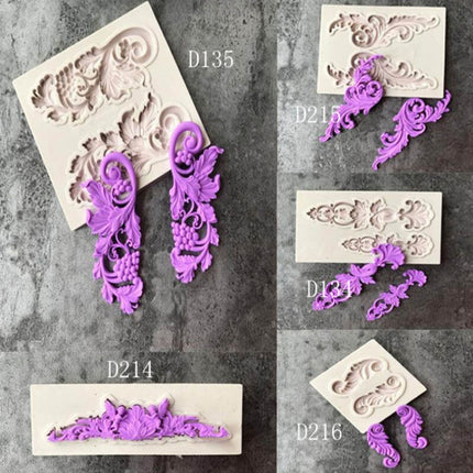 5 PCS Relief Fondant Cake Silicone Mold DIY Chocolate Mold,Style: D134-garmade.com