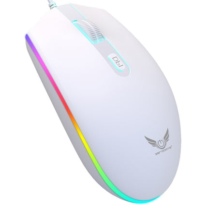 Zerodate V6 4 Keys 1600DPI Game Colorful RGB Marquee USB Wired Mouse, Cable Length: 1.35m(White)-garmade.com