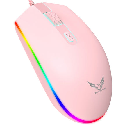Zerodate V6 4 Keys 1600DPI Game Colorful RGB Marquee USB Wired Mouse, Cable Length: 1.35m(Pink)-garmade.com