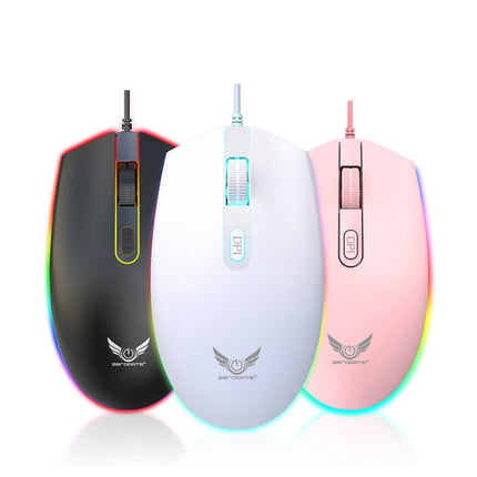 Zerodate V6 4 Keys 1600DPI Game Colorful RGB Marquee USB Wired Mouse, Cable Length: 1.35m(White)-garmade.com