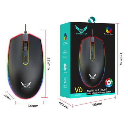 Zerodate V6 4 Keys 1600DPI Game Colorful RGB Marquee USB Wired Mouse, Cable Length: 1.35m(Pink)-garmade.com