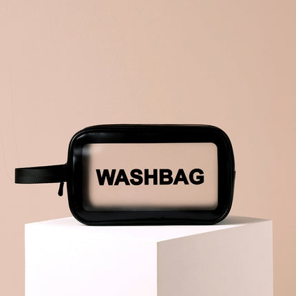 2 PCS Frosted Translucent Waterproof Storage Bag Cosmetic Bag Swimming Bag Wash Bag Black M-garmade.com