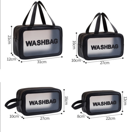 2 PCS Frosted Translucent Waterproof Storage Bag Cosmetic Bag Swimming Bag Wash Bag Black M 2 Handles-garmade.com