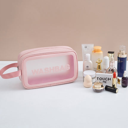 2 PCS Frosted Translucent Waterproof Storage Bag Cosmetic Bag Swimming Bag Wash Bag Pink M-garmade.com