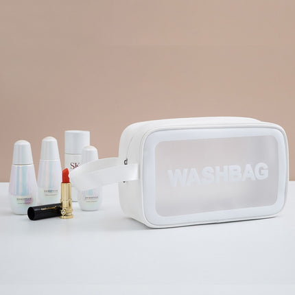 2 PCS Frosted Translucent Waterproof Storage Bag Cosmetic Bag Swimming Bag Wash Bag White M-garmade.com