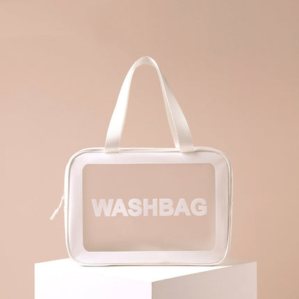 2 PCS Frosted Translucent Waterproof Storage Bag Cosmetic Bag Swimming Bag Wash Bag White L-garmade.com